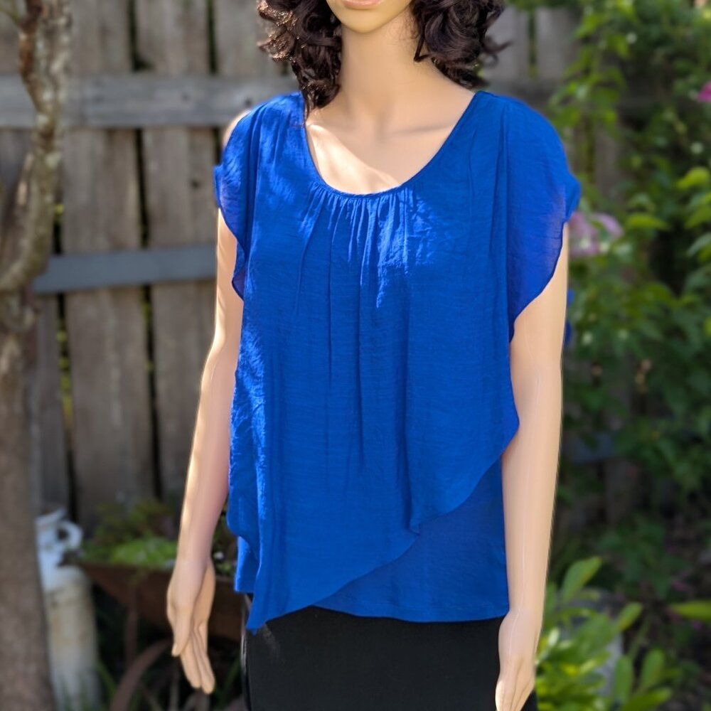 Assymetrical Layered Tank Top - Blue